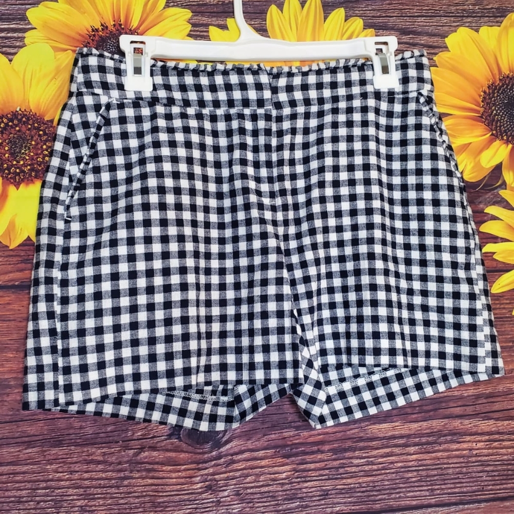 Crown and Ivy Shorts Plaid New Womens Summer Navy Linen Blend